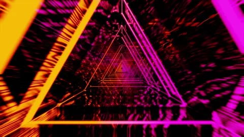 Orange and Pink Neon Triangle Gradient VJ Seamless Loop Stockbeeldmateriaal 333403286
