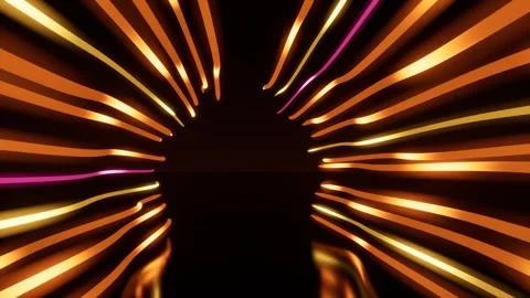 Orange and purple light trails on dark background. 3d rendering Stock Footage 339933605