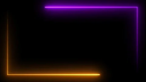 Orange and Purple Neon Rectangle Border on Black Background Stock Footage 318633945
