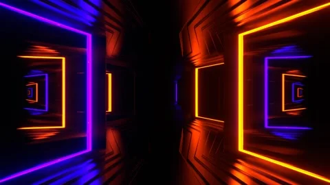Orange and Purple Strobe Frame Mirrors Corridor Background VJ Loop in 4K Stock Footage 296537764