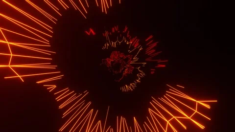 Orange and Red Abstract Laser Show Neon Movement Background VJ Loop in 4K Stock Footage 316900009