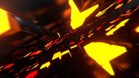 Orange and Red Beautiful Infinity Tunnel Neon Cubes Background VJ Loop l 4K Stock Footage 296173396