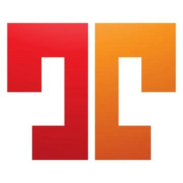 Orange and Red Bold Split Shaped Letter T Icon Stock Illustration