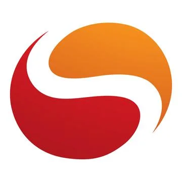 Orange and Red Circle Shaped Letter S Icon Stock Illustration