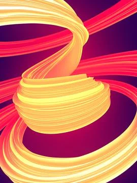 Orange and red colored twisted shape. Abstract geometric 3D illustration Stock Illustration