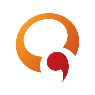 Orange and Red Comma Shaped Letter Q Icon Stock Illustration