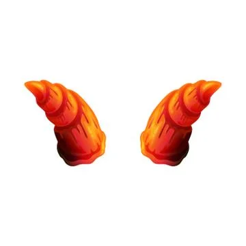 Orange and red devil horns with curved seashell shape and spiral layered look 库存插图