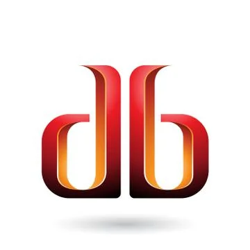 Orange and Red Double Sided D and B Letters Vector Illustration イラスト素材