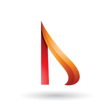 Orange and Red Embossed Arrow-like Letter D Vector Illustration Stockillustratie