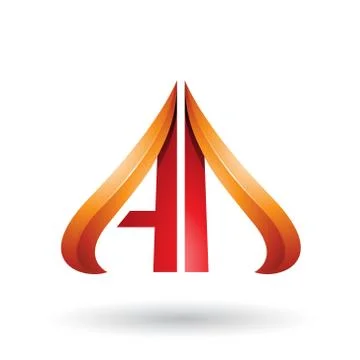 Orange and Red Embossed Arrow-like Letters A and D Vector Illustration Stockillustratie