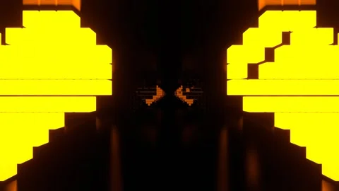 Orange and Red Endless Corridor with Neon Strobe Hearts Background VJ Loop i Stock-Footage 328358124