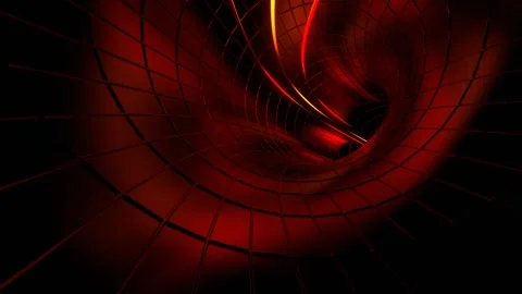 Orange and Red Energy Flows Moving Along the Ring Tunnel Background VJ Loop  Stock Footage 307399482