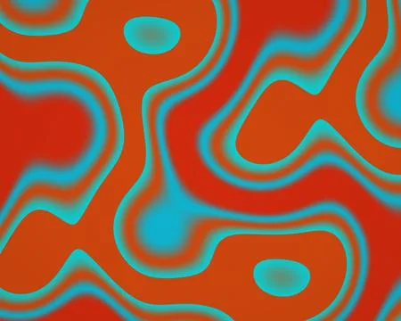 Orange and red fields are crossed by turquoise organic outlines and rounded.. Ilustração Stock