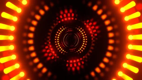 Orange and Red Flashing LED Panels in the Infinite Fantasy Tunnel Background 動画素材 337926152