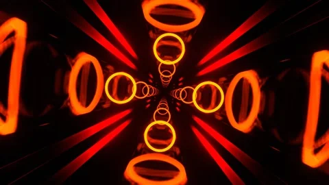 Orange and Red Fluorescent Abstract Tunnel Background VJ Loop in 4K Stock Footage 316899382