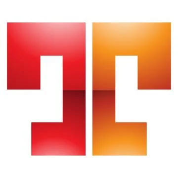 Orange and Red Glossy Bold Split Shaped Letter T Icon Illustrazione stock