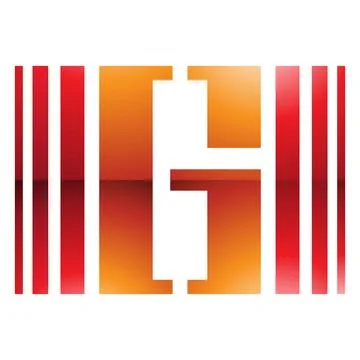 Orange and Red Glossy Letter G Icon with Vertical Stripes Stock Illustration