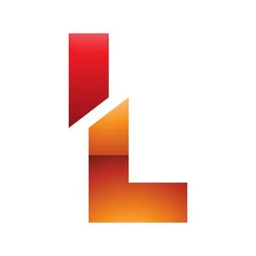 Orange and Red Glossy Split Shaped Letter L Icon Stock Illustration
