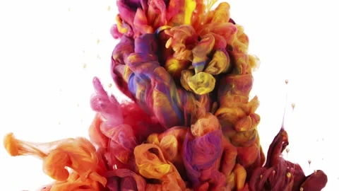 Orange and Red Ink Mingle Gracefully, Evoking a Colorful Background Isolated on Stock Footage 251369837