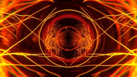 Orange and Red Magic Tunnel with Glowing Trees and Rings Background VJ Loop  Stock Footage 344099163