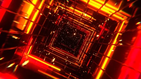Orange and Red Mesh Square Neon Portal Background VJ Loop l 4K Stock Footage 303145530