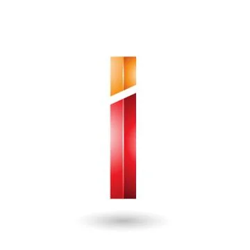 Orange and Red Rectangular Glossy Letter I Stock Illustration