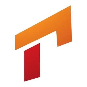 Orange and Red Rectangular Letter R Icon 스톡 일러스트