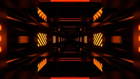Orange and Red  Rhythmically Shimmering Striped Tunnel Background VJ Loop 4K Stock Footage 304661675