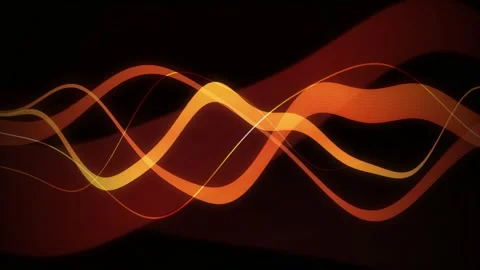 Orange and red ribbons flow in a seamless loop Stock Footage 341856507