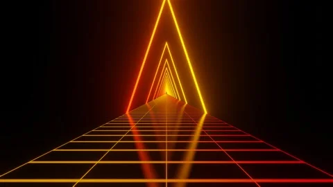 Orange and Red Sci-Fi Neon Glowing Cyberpunk Road Background VJ Loop in 4K Stock Footage 246753334
