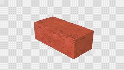 Orange and Red Single Brick Rotating on a Transparent Background. Seamless Loop. Stock Footage 289396104