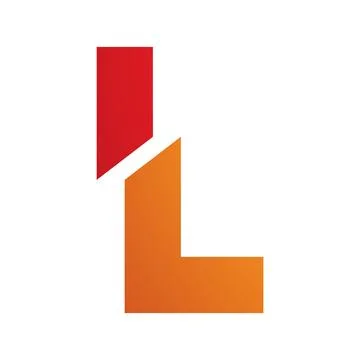 Orange and Red Split Shaped Letter L Icon Illustrazione stock