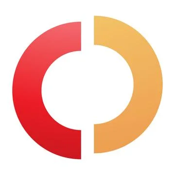 Orange and Red Split Shaped Letter O Icon Illustrazione stock