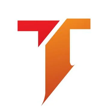 Orange and Red Split Shaped Letter T Icon Illustrazione stock