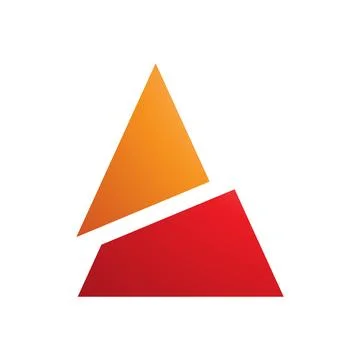Orange and Red Split Triangle Shaped Letter A Icon Stock Illustration