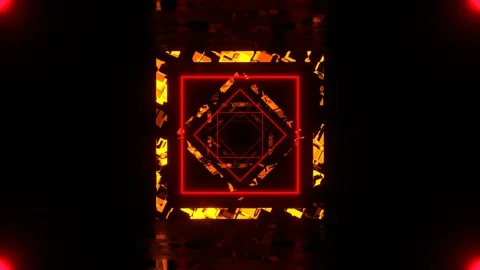 Orange and Red Square Abstract Hallway Background VJ Loop l 4K Stock Footage 299568453