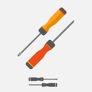 Orange and red vector screwdriver. Stock Illustration