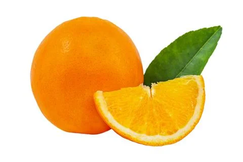 Orange and slice isolated Stock Photos
