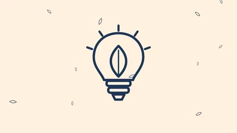 Orange and teal eco light bulb line art outline animation Stock Footage 346184324