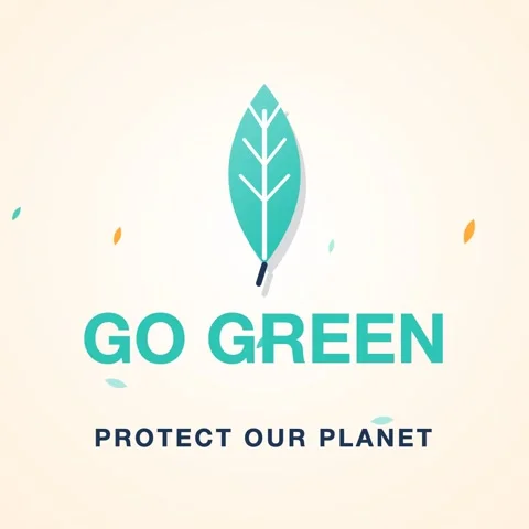 Orange and teal green leaf with Go Green text, gradient flat eco title Stock Footage 346184310