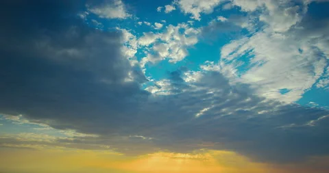 Orange and teal. Sunset cloudscape time lapse background Stock Footage 132994189
