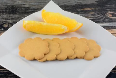 Orange and vanilla cookie biscuits Stock Photos