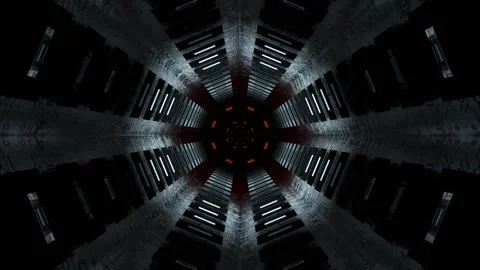 Orange and White Alien Tunnel with Neon Elements and Microchips Background V Stock Footage 341670176