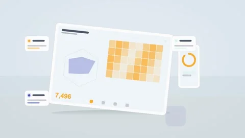Orange and white analytics dashboard flat design loop 動画素材 342629037