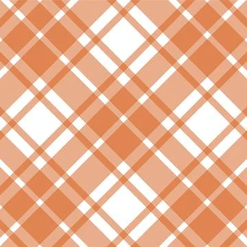 Orange and white check pattern fabric texture Stock Illustration