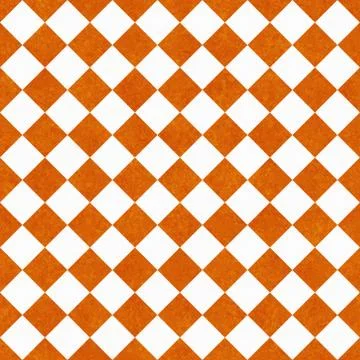 Orange and white diagonal checkers on textured fabric background Stock Illustration