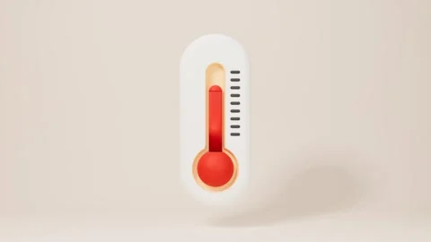 Orange and white digital thermometer design. 3d rendering Stock Footage 339438155