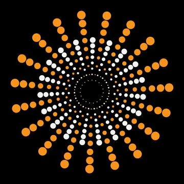 Orange and White Dots Arranged in a Spiral Pattern on a Black Background Abs Stock Illustration