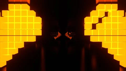 Orange and White Endless Corridor with Neon Strobe Hearts Background VJ Loop Stock Footage 328358125
