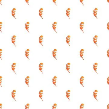 Orange and white feather seamless pattern background Illustrazione stock